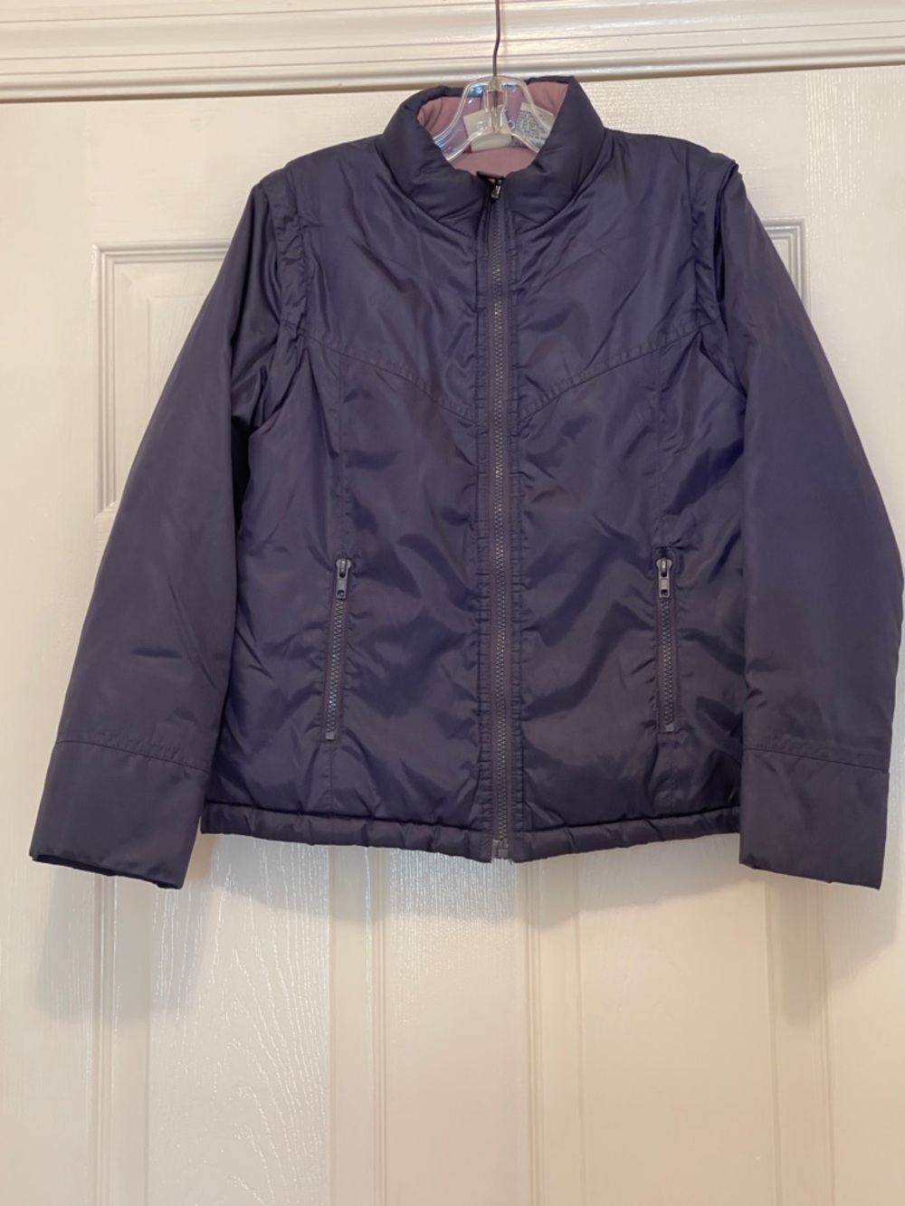 ROXY Quiksilver teenie wahine Navy Puffer Jacket w/ Logo Zipper Pull